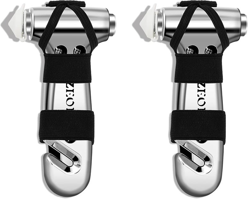 SZEOF Safety Hammer Cute with Window Breaker and Seat Belt Cutter,Car Emergency Escape Hammer,Escape Tool,Metallic Silver,2PCS - Image 1